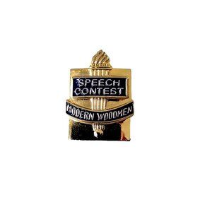 Speech Contest Modern Woodmen Lapel Pin Tie Tack Gold Tone Vintage Collectible